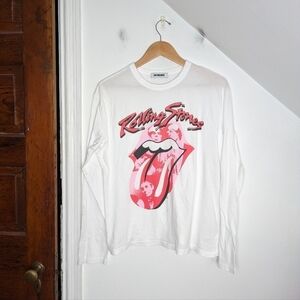 DAYDREAMER Rolling Stones Lick Long Sleeve Graphic Band Crew Tee NEW Size S
